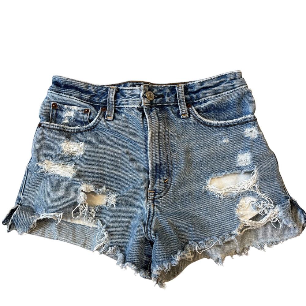 Abercrombie & Fitch Annie High Rise Shorts Denim Cutoff Distressed Size 25/0